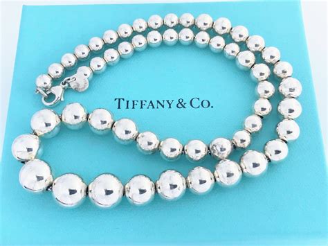 tiffany style silver bead necklace